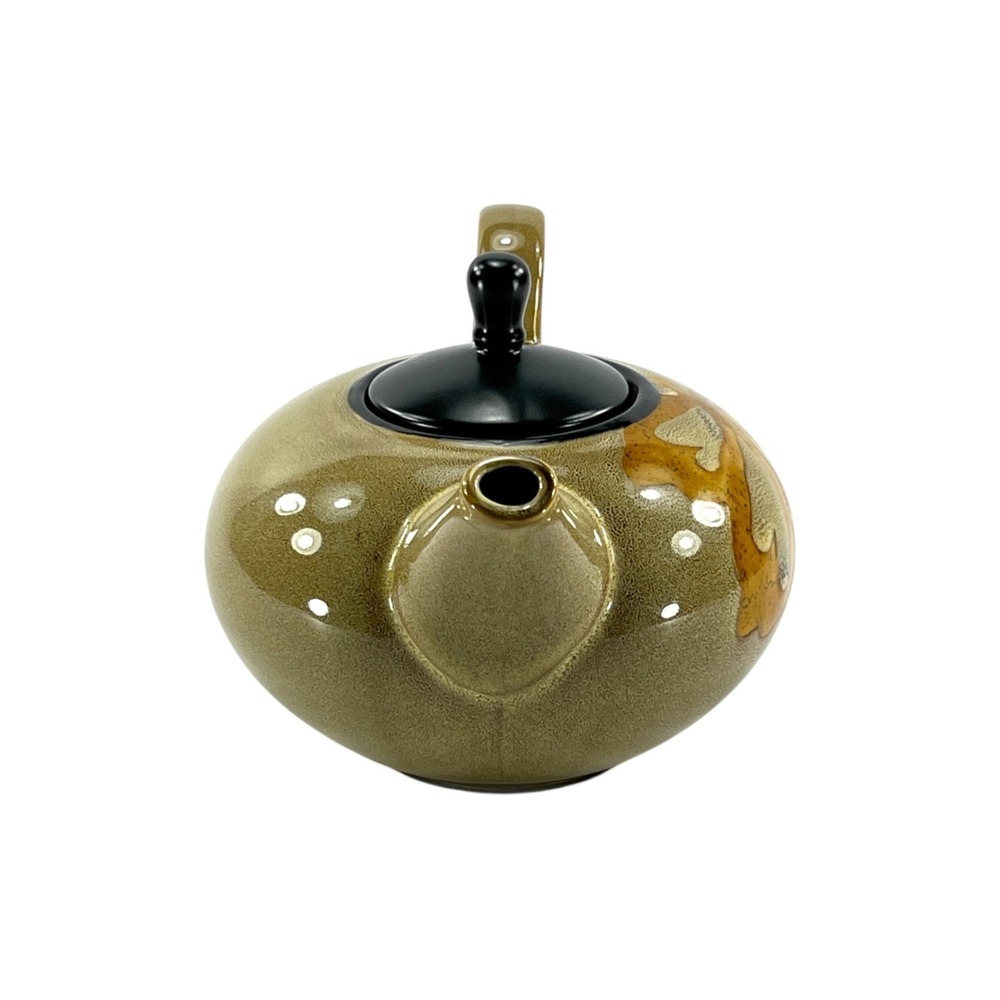 Pier 1 Kioko Teapot Hand Painted Stoneware Speckled Body Yellow Flower 2007 - Picture 6 of 10